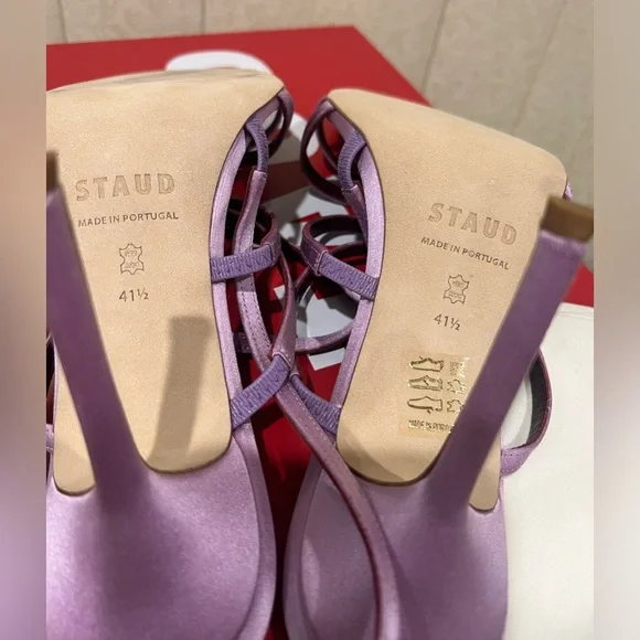 NEW STAUD lilac anise cage satin heel